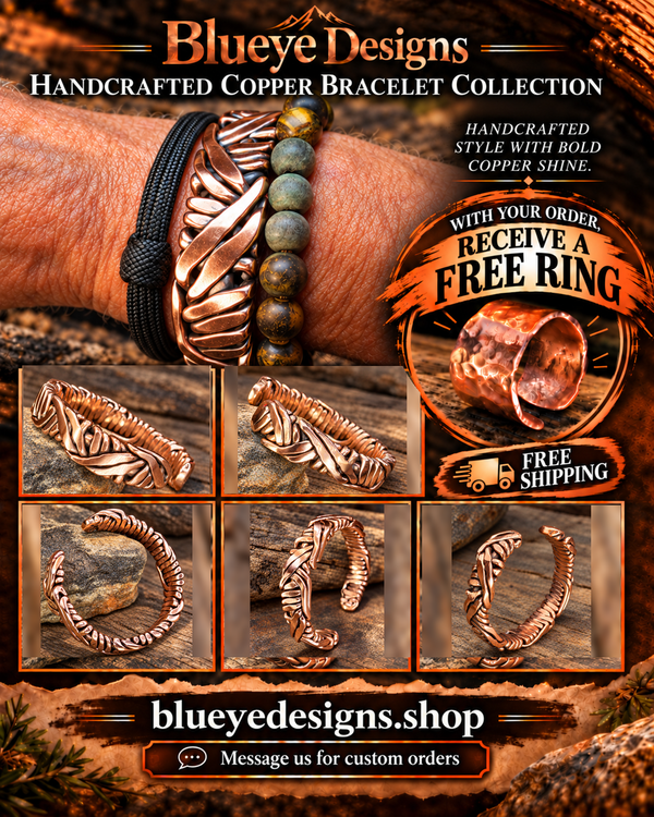 🔥 HANDCRAFTED COPPER CUFF – BOLD, BRAIDED & ONE OF A KIND! 🔥Free Copper Cuff Ring with your order!!