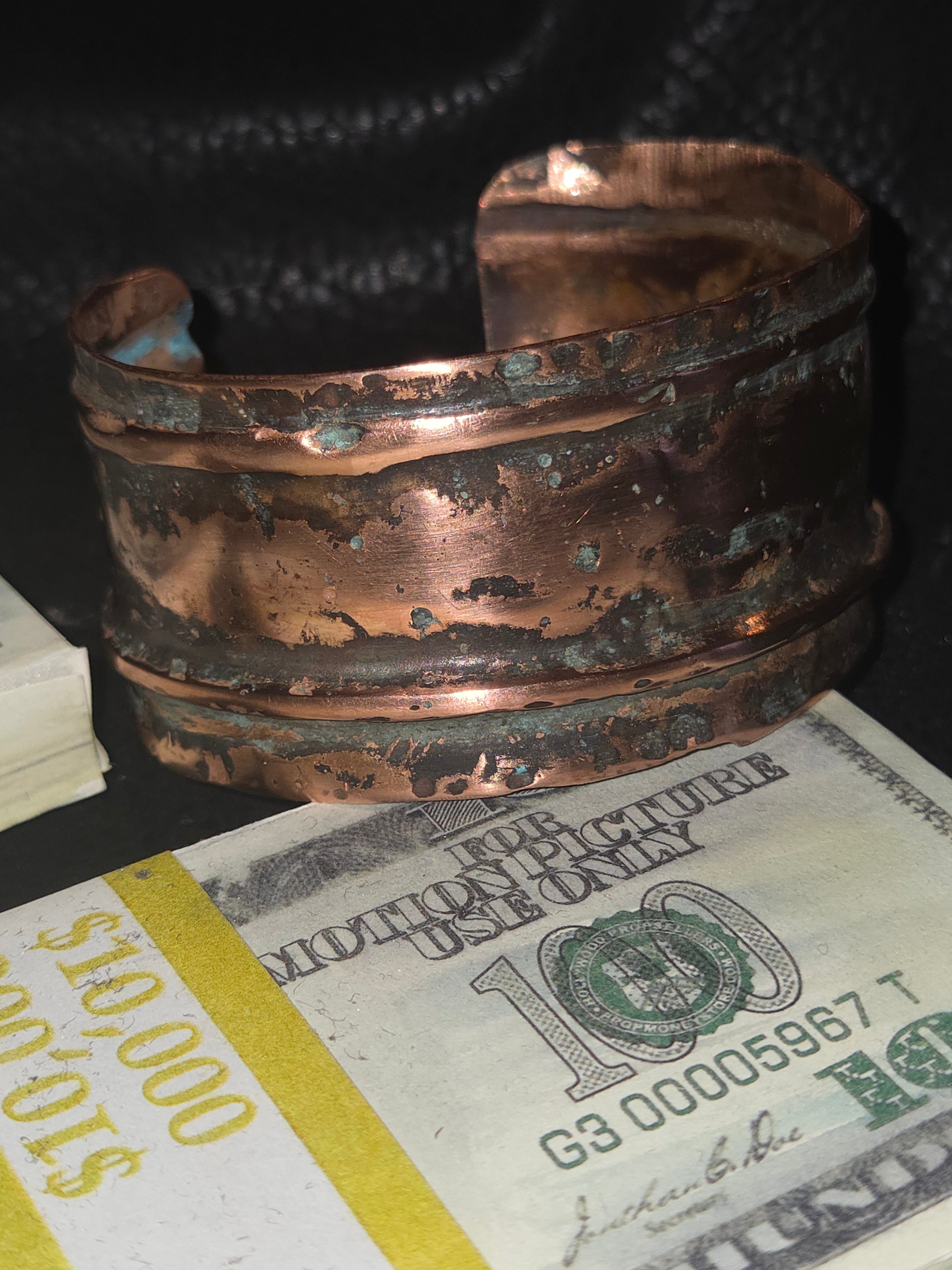 Hammered Copper Cuff Bracelet – Adjustable Patina Finish – One of a Kind