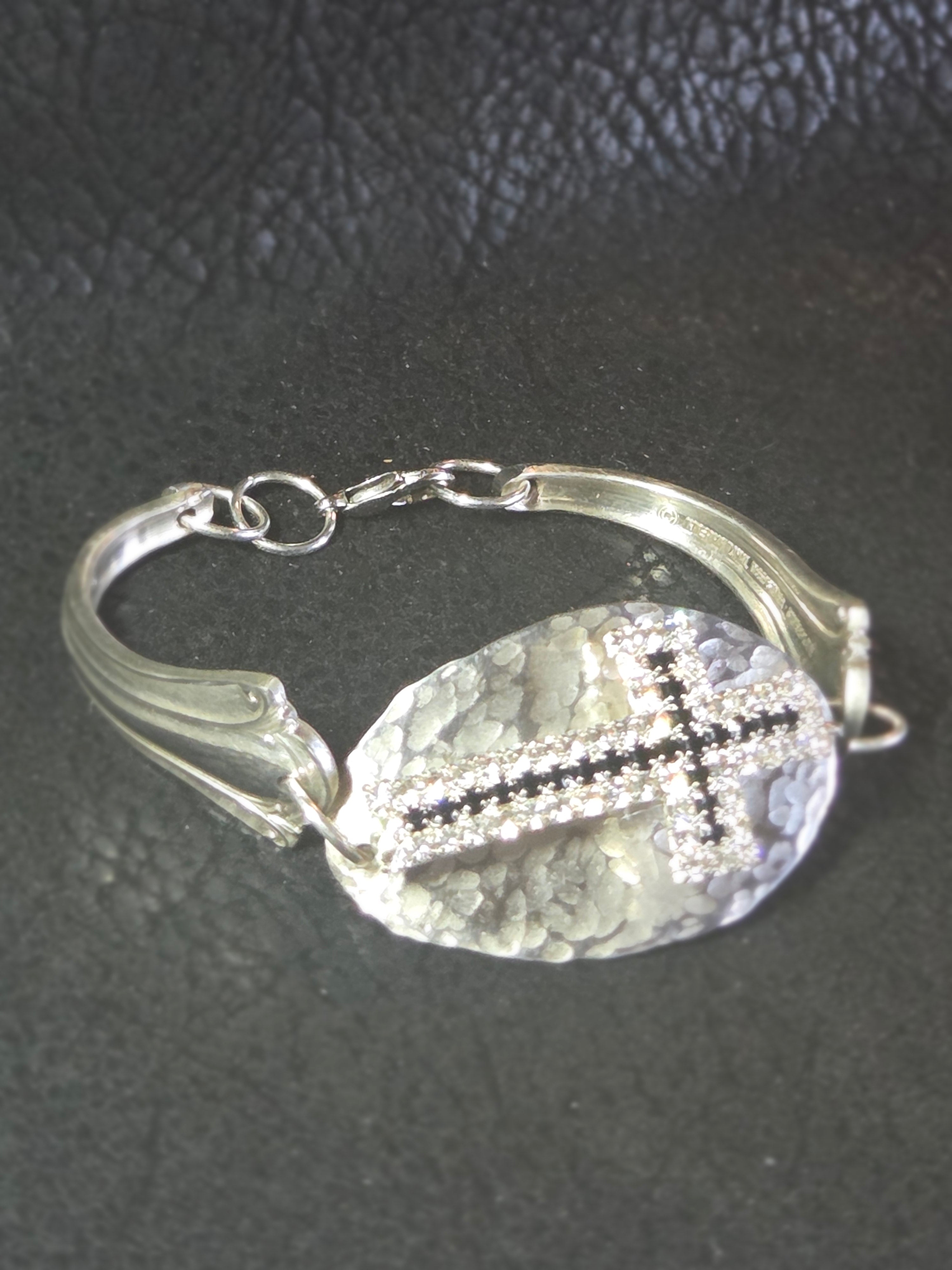 Handmade Faith Bracelet – Handcrafted Silver w/ CZ Diamond Cross