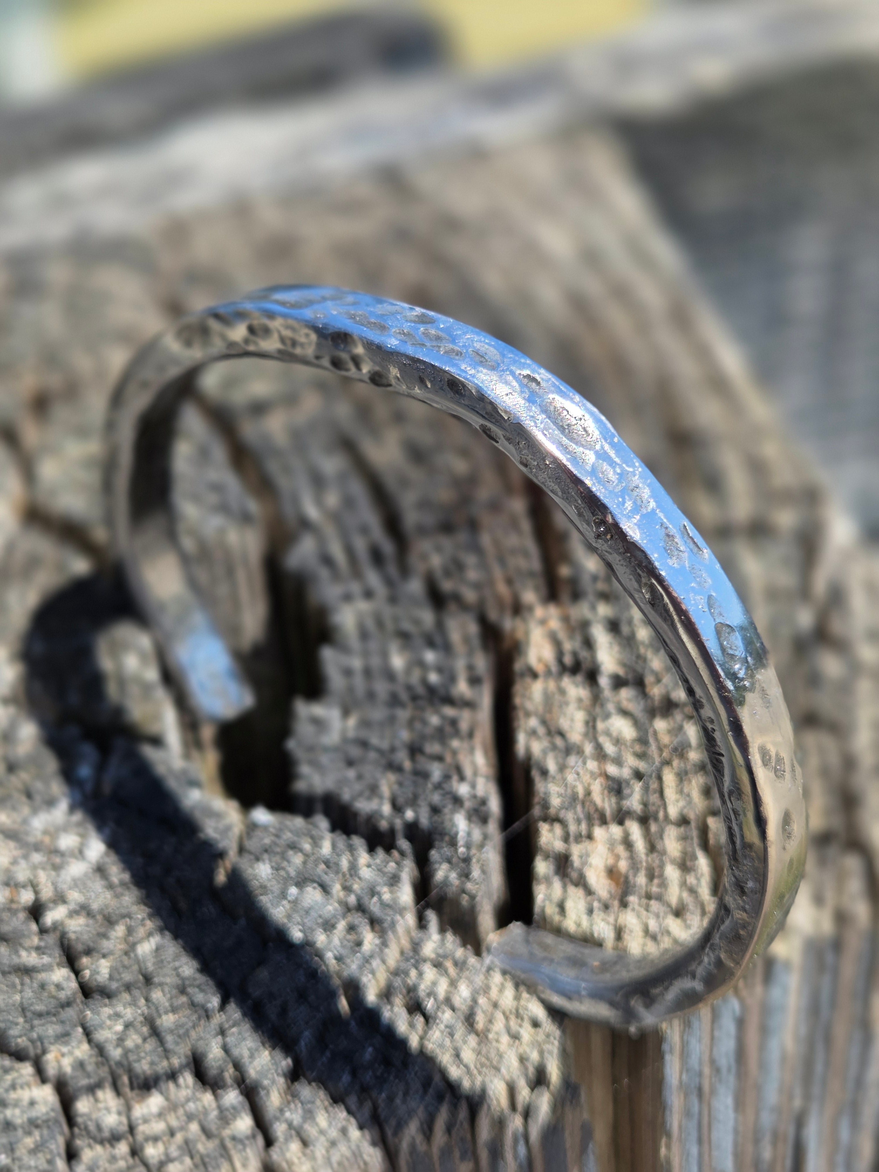 Handmade Stainless Steel Cuff Bracelet for Men – Adjustable Father's Day Gift!