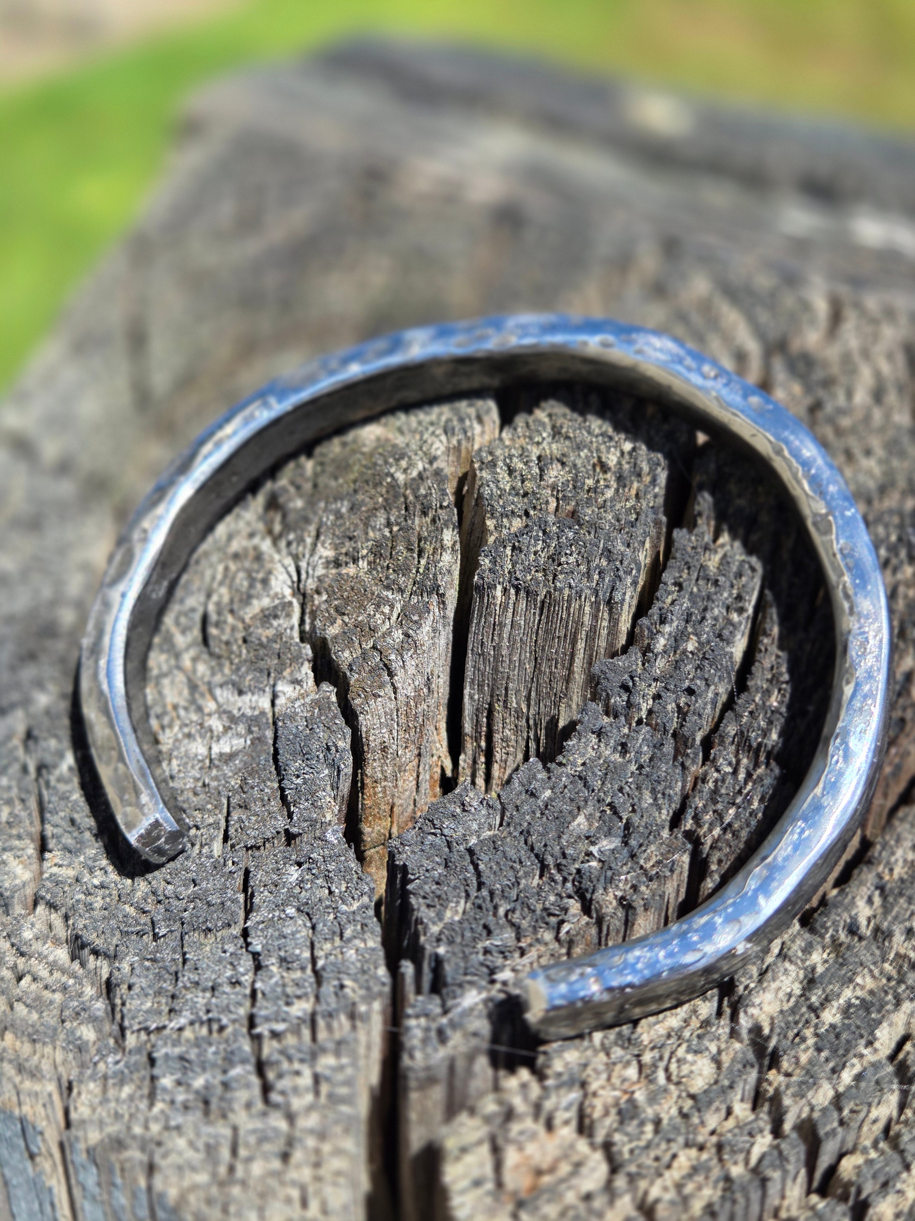 Handmade Stainless Steel Cuff Bracelet for Men – Adjustable Father's Day Gift!