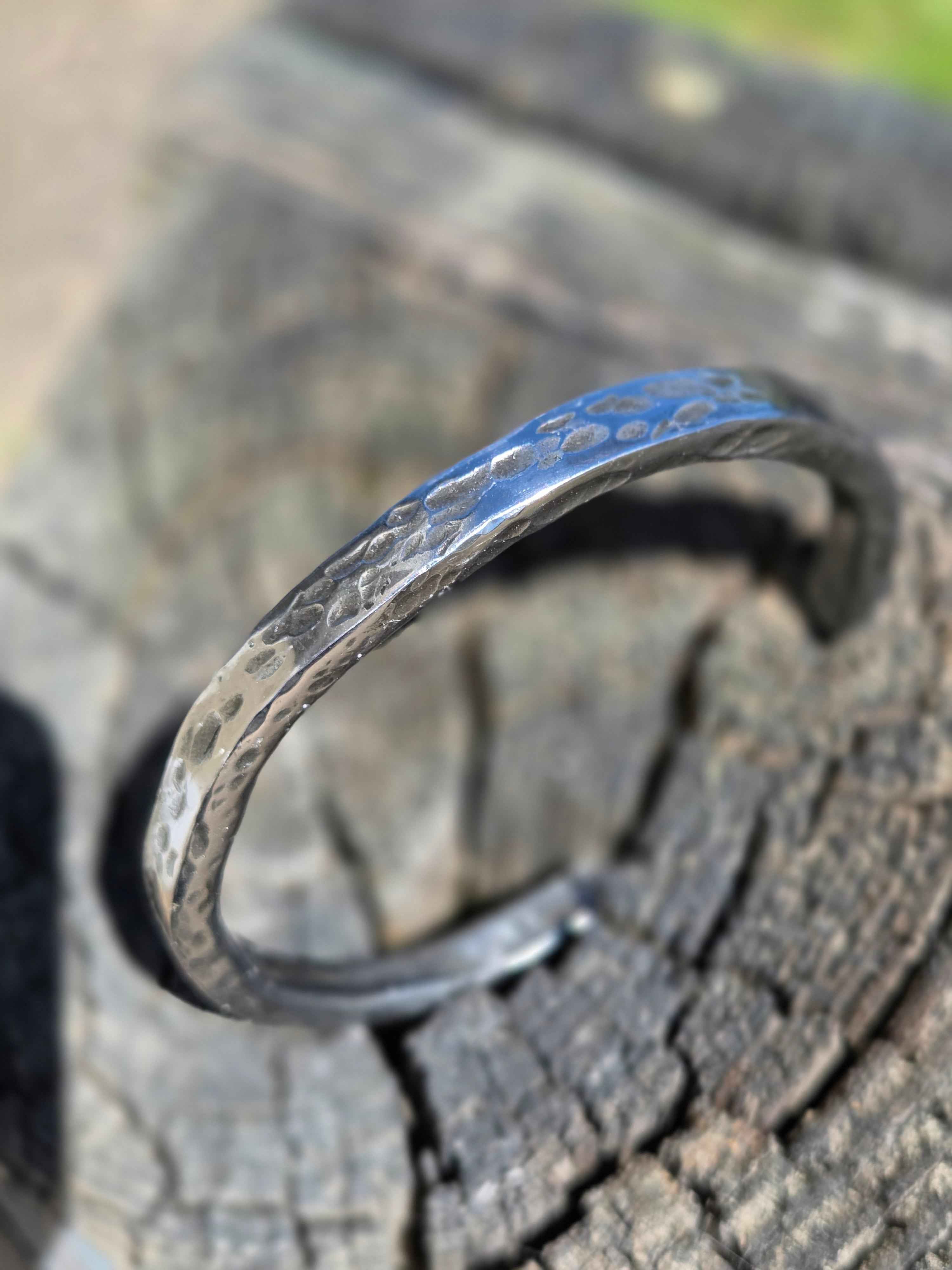 Handmade Stainless Steel Cuff Bracelet for Men – Adjustable Father's Day Gift!