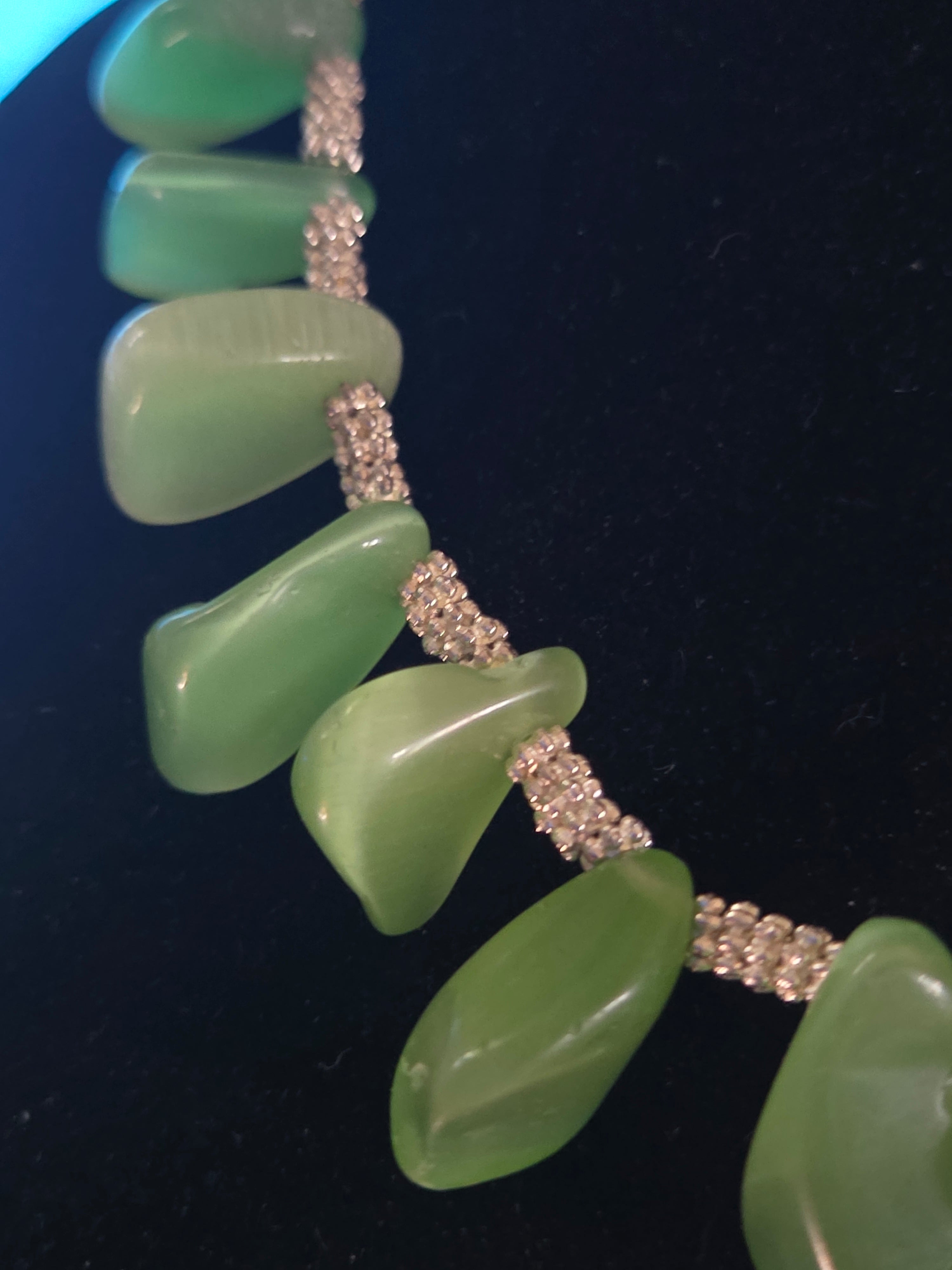 Coastal Sea Glass Necklace – Green Ocean Charm with Silver Accents