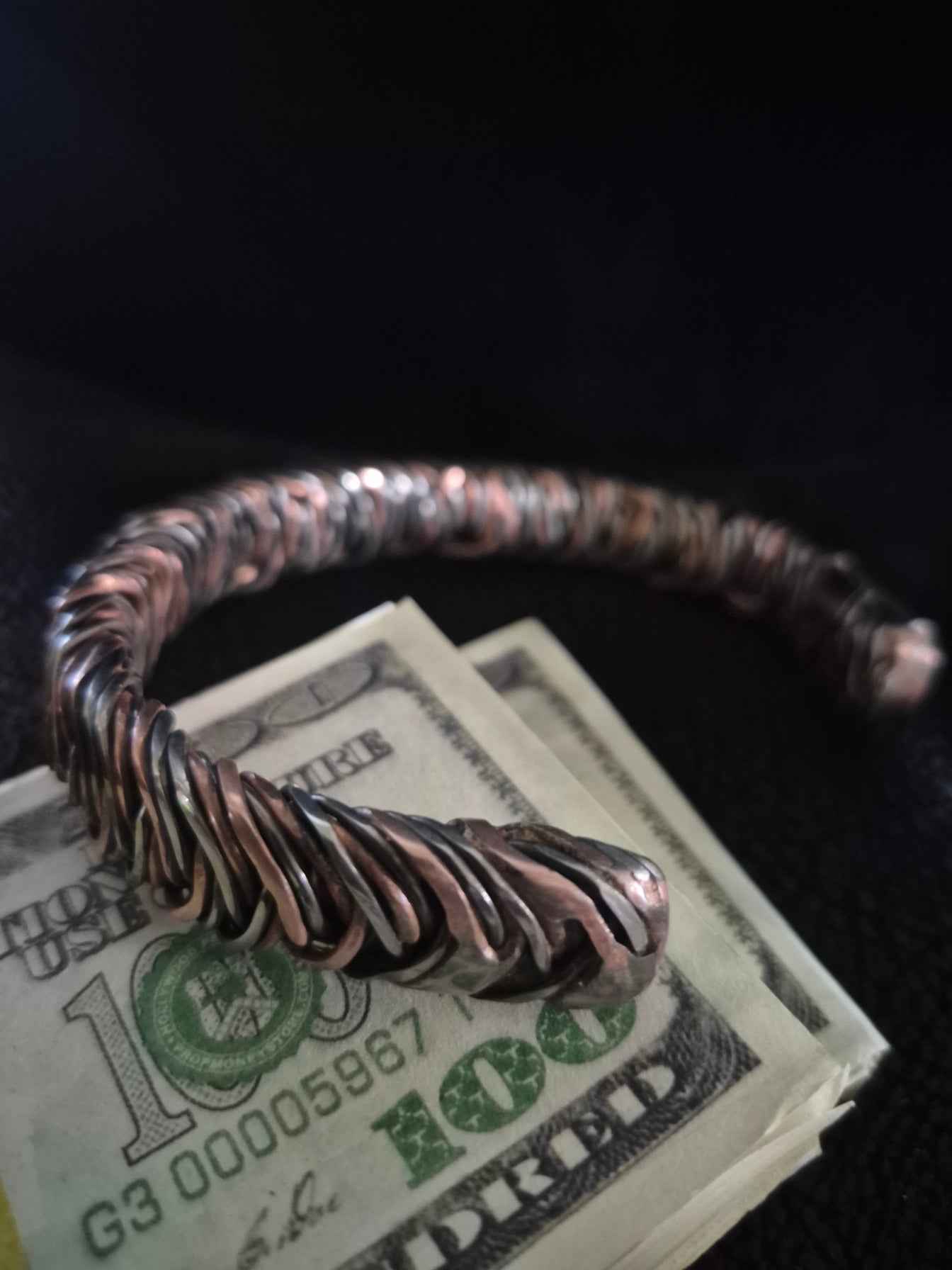 Custom Design Copper/Stainless Steel Cuff Braclet 7 2/5" for "Pablo"