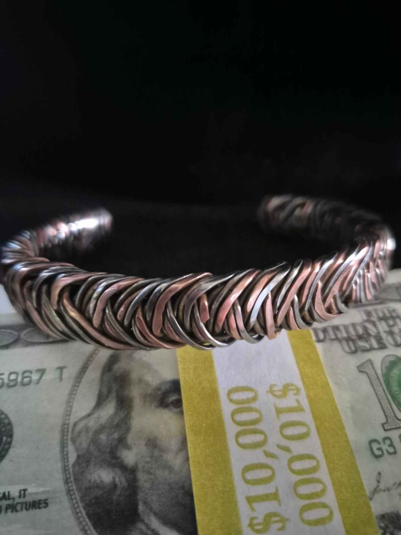 Custom Design Copper/Stainless Steel Cuff Braclet 7 2/5" for "Pablo"