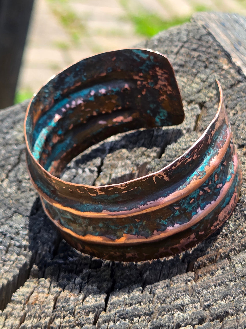 Rustic Copper Patina Cuff Bracelet – One-of-a-Kind.