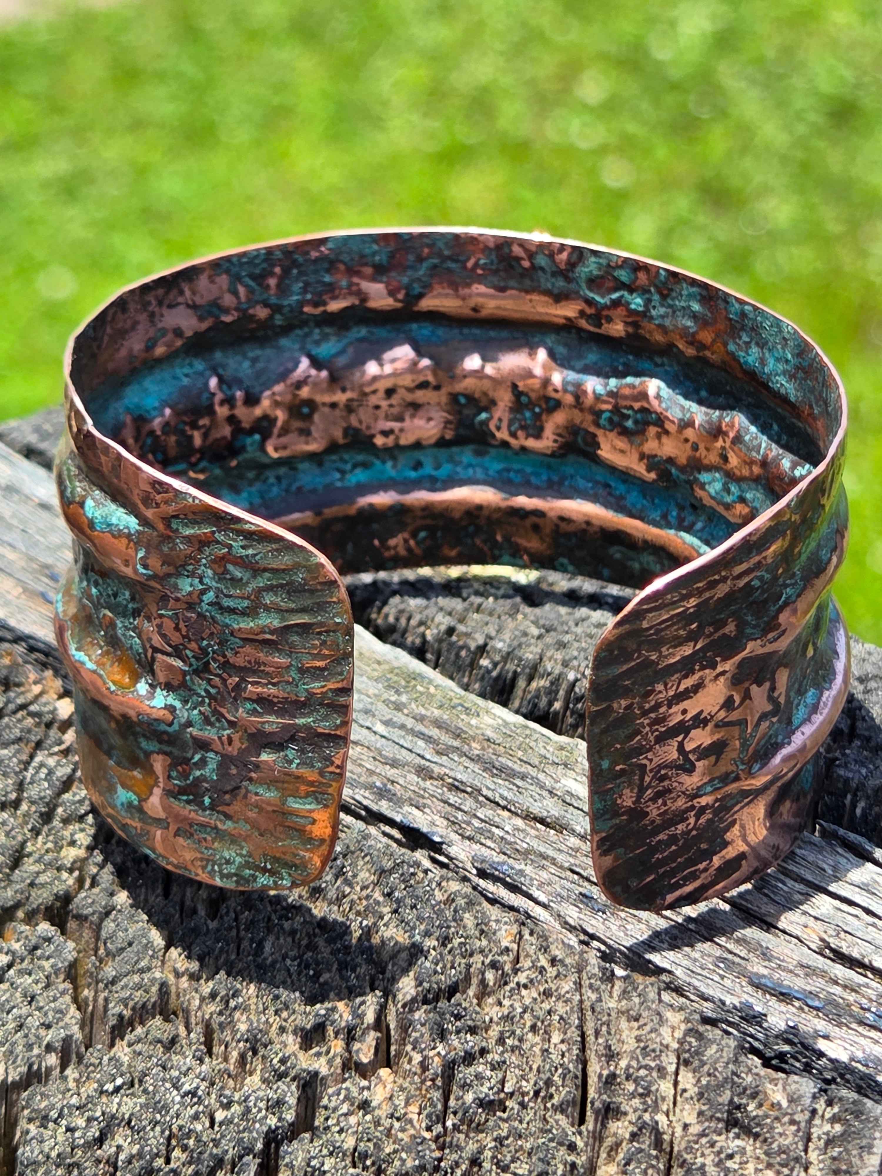 Rustic Copper Patina Cuff Bracelet – One-of-a-Kind.