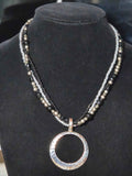 Handmade Hammered Sliver Hoop Pendant Necklace