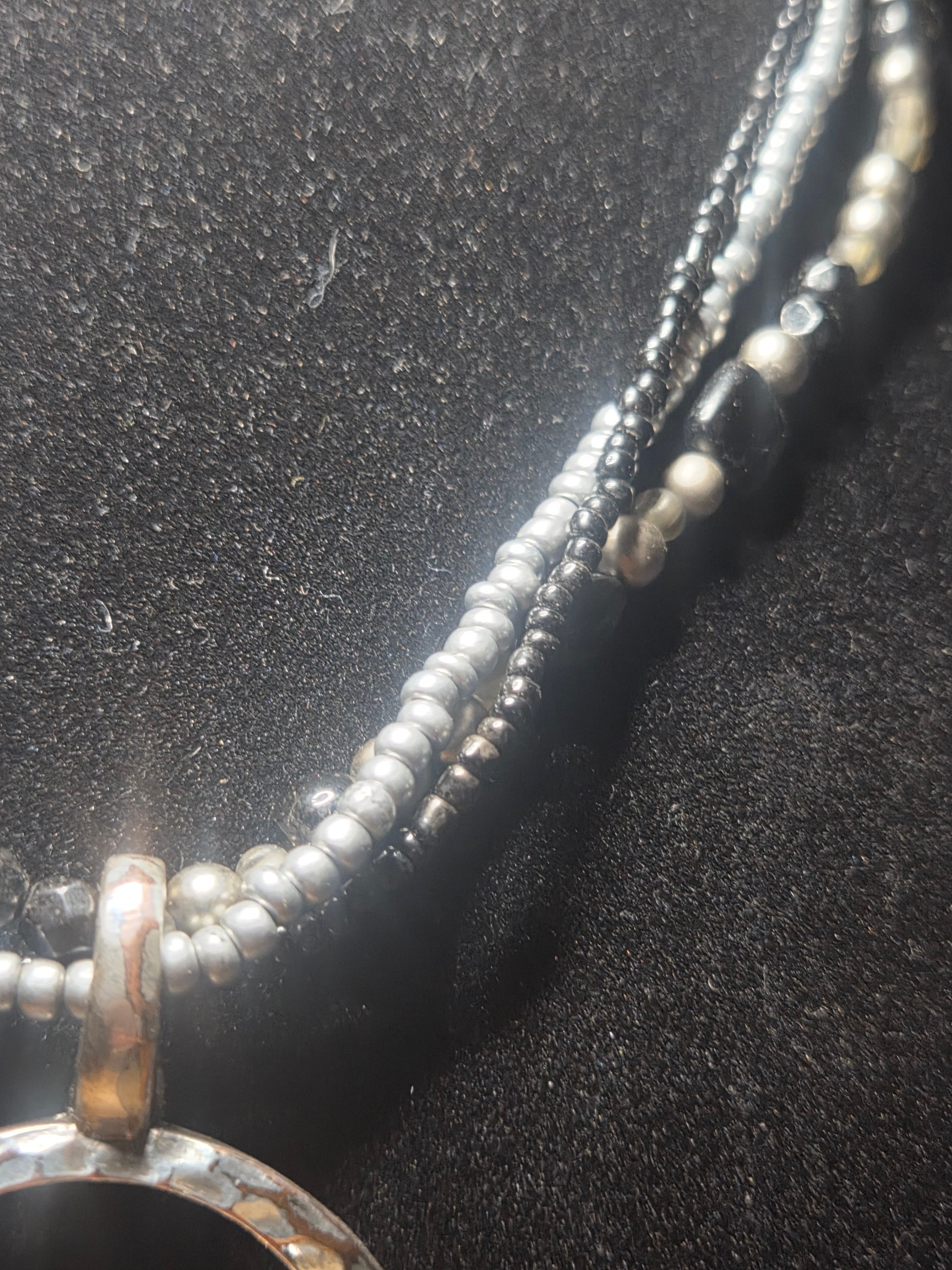 Handmade Hammered Sliver Hoop Pendant Necklace