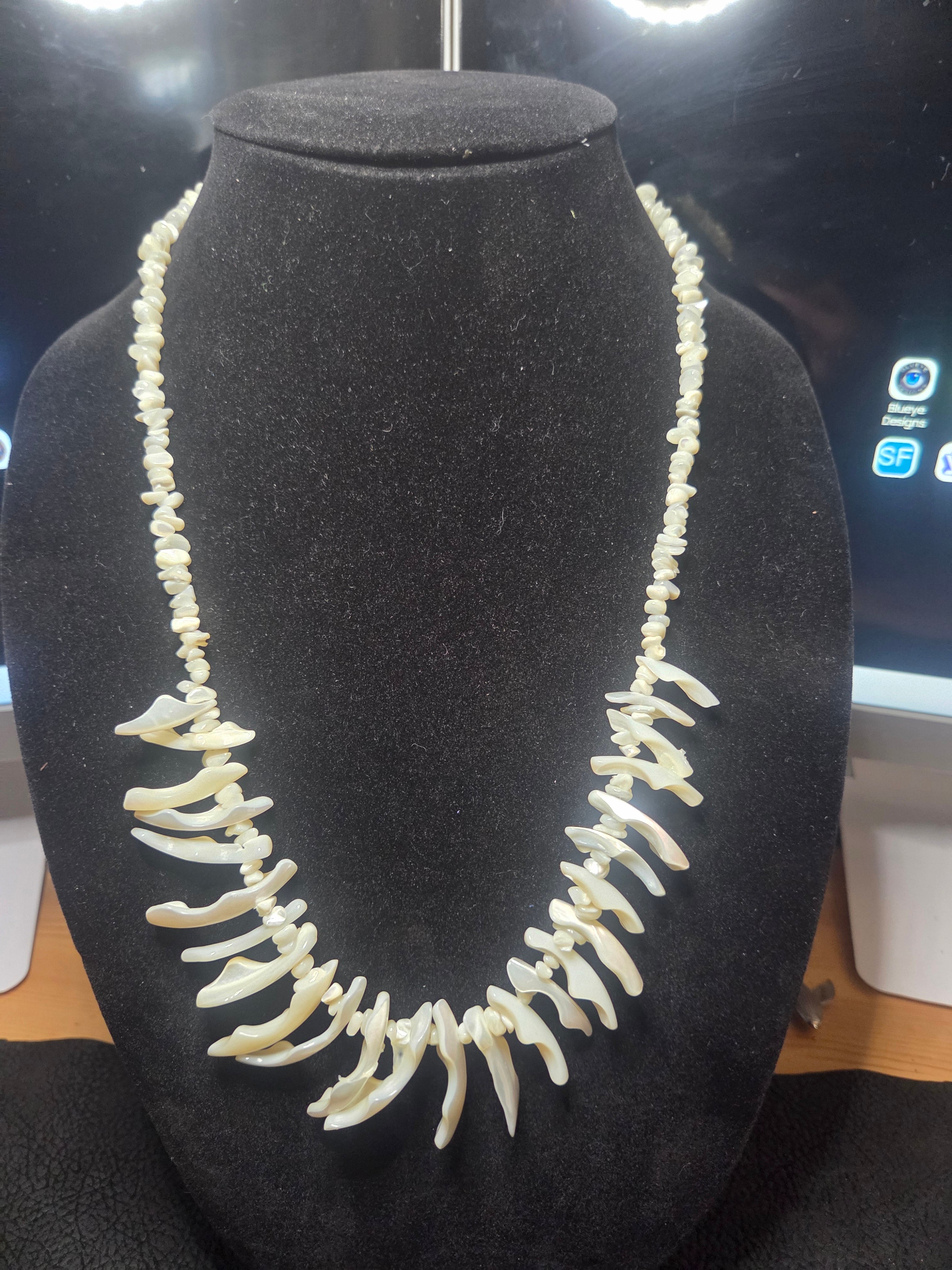 Mother of Pearl Shell Statement Necklace – Boho Coastal Jewelry