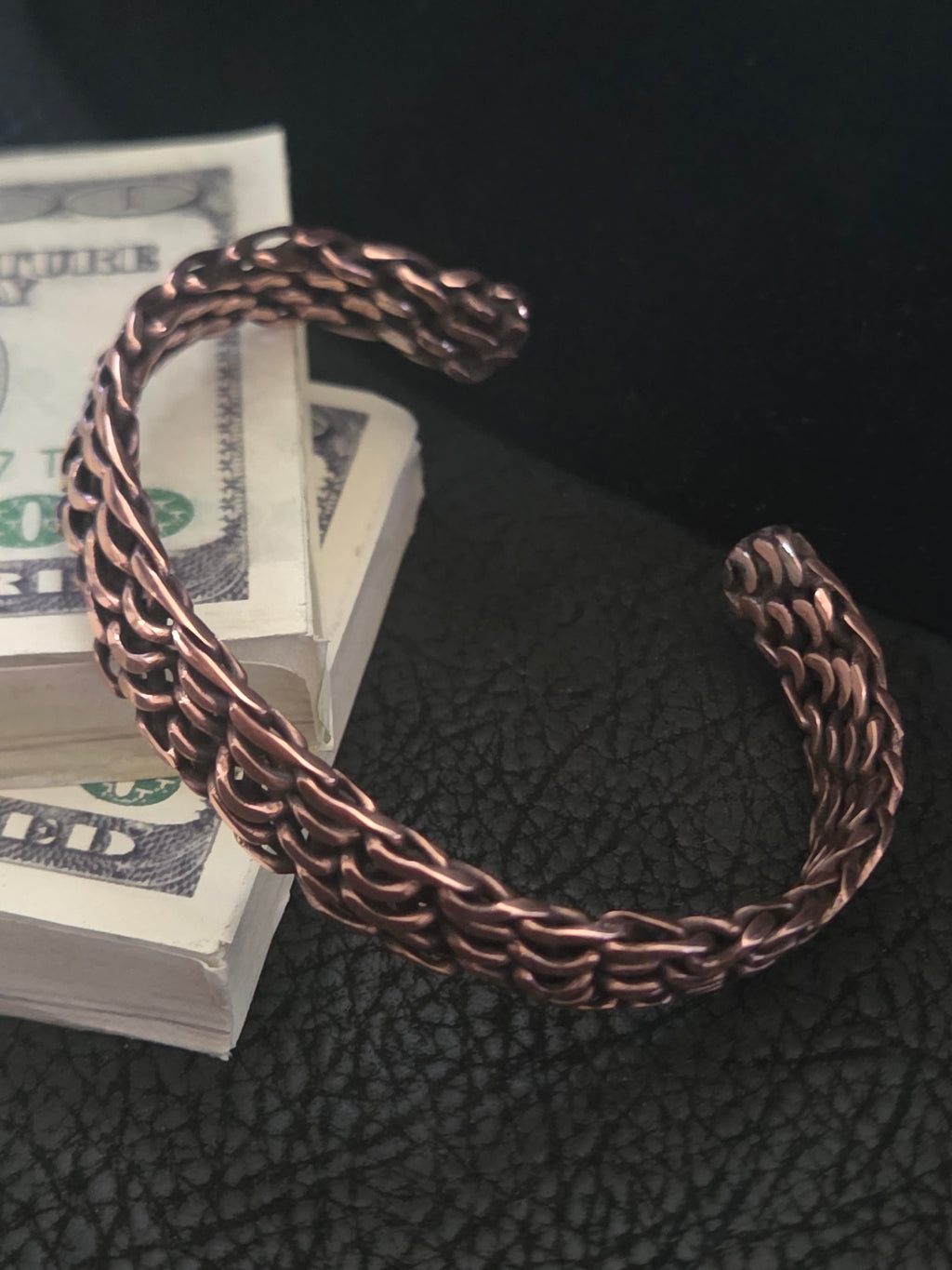 Custom order for Darlyn Handwoven Copper Cuff Bracelet and Custom Made Copper Cross with Monogram of 3/7/1012 on the inner bottom leg of the cross