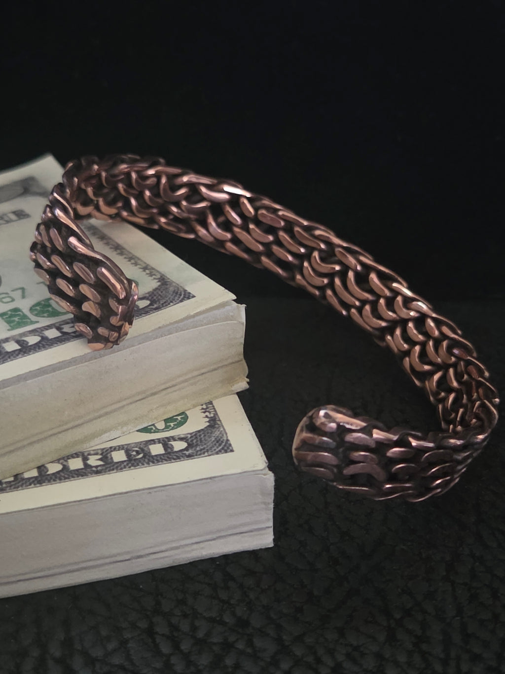 Custom order for Darlyn Handwoven Copper Cuff Bracelet and Custom Made Copper Cross with Monogram of 3/7/1012 on the inner bottom leg of the cross