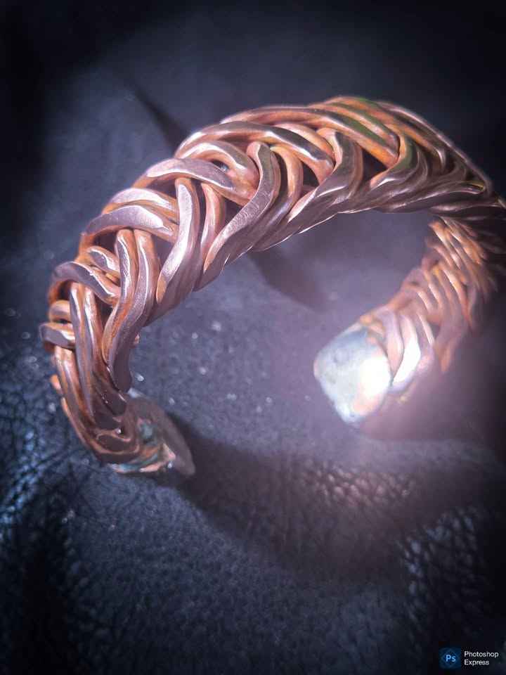 Handmade Braided Copper Cuff Bracelet – Heavy Duty Mirror Finish