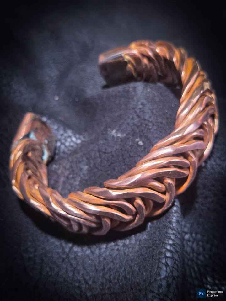 Handmade Braided Copper Cuff Bracelet – Heavy Duty Mirror Finish