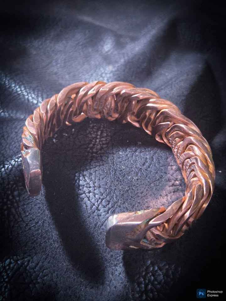 Handmade Braided Copper Cuff Bracelet – Heavy Duty Mirror Finish