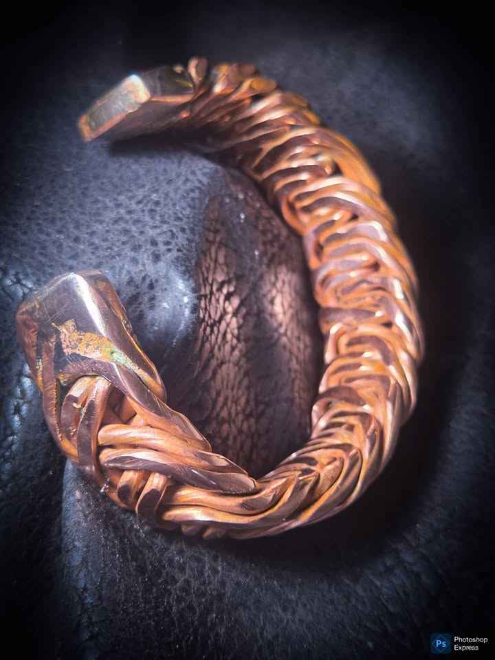 Handmade Braided Copper Cuff Bracelet – Heavy Duty Mirror Finish
