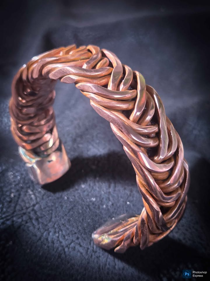 Handmade Braided Copper Cuff Bracelet – Heavy Duty Mirror Finish
