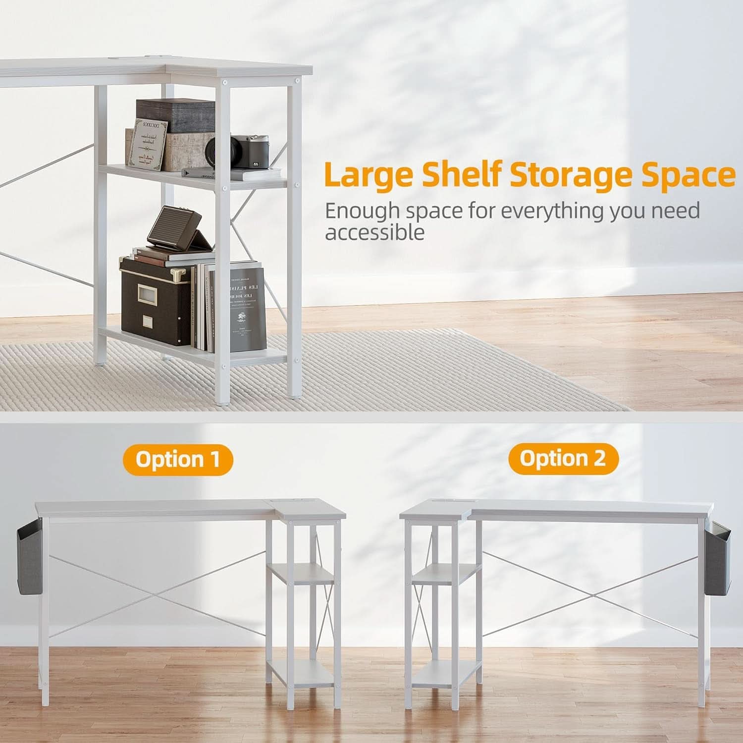 40 Inch L Shaped Desk With Power Outlets For Home Office