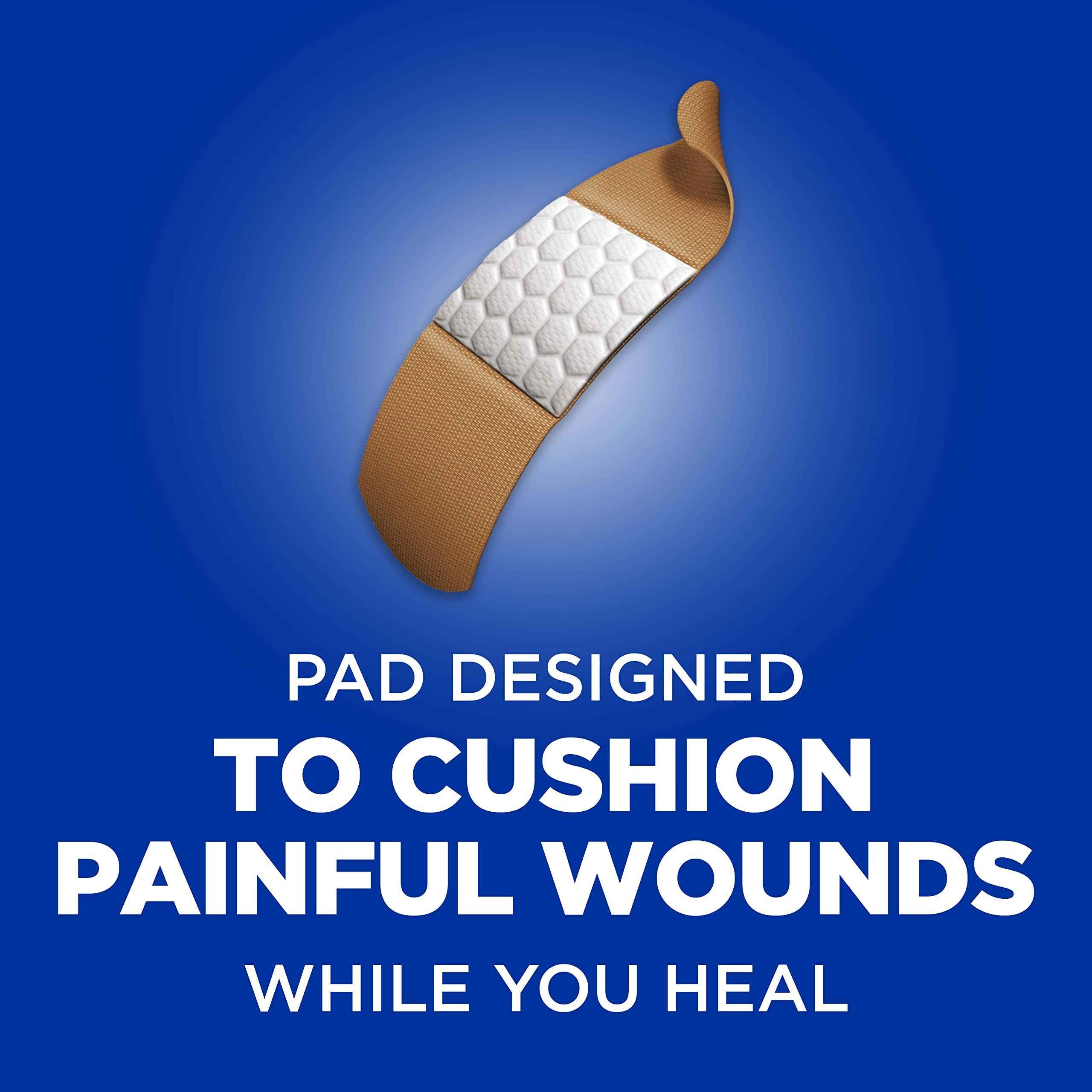 Band-Aid Brand Flexible Fabric Sterile Adhesive Bandages, Comfortable Cushioned Wound Care & Protection for Minor Cuts, Scrapes & Burns, First Aid, Hurt-Free Comfort Pad, One Size 1x3 In, 100 Count