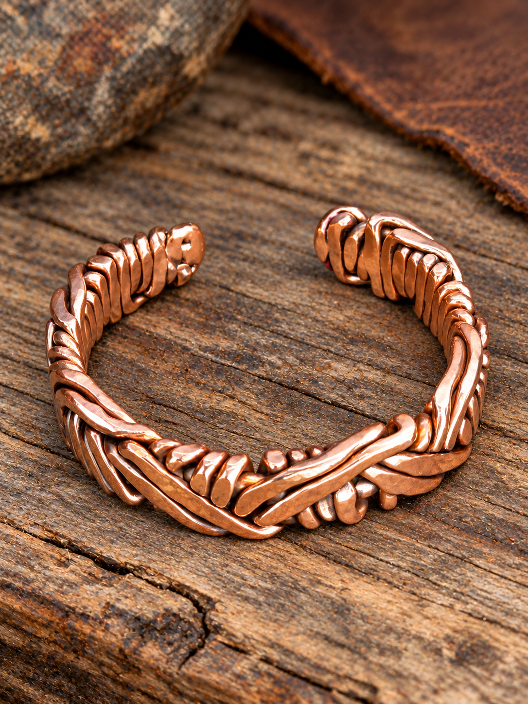 🔥 HANDCRAFTED COPPER CUFF – BOLD, BRAIDED & ONE OF A KIND! 🔥Free Copper Cuff Ring with your order!!