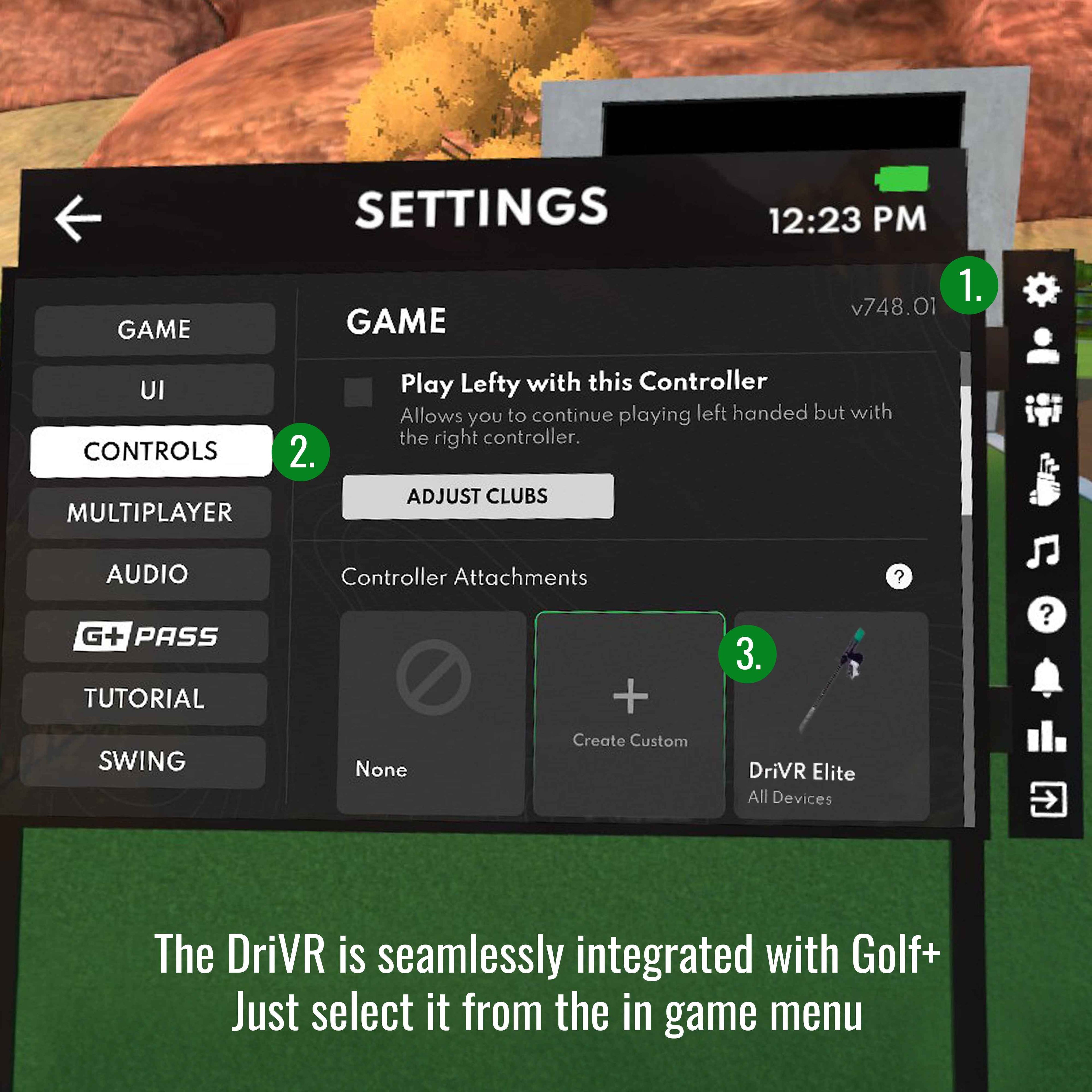 DriVR Elite - Adjustable VR Weighted Golf Club Handle Accessory - Compatible with Quest 2, 3/3s, and Pro