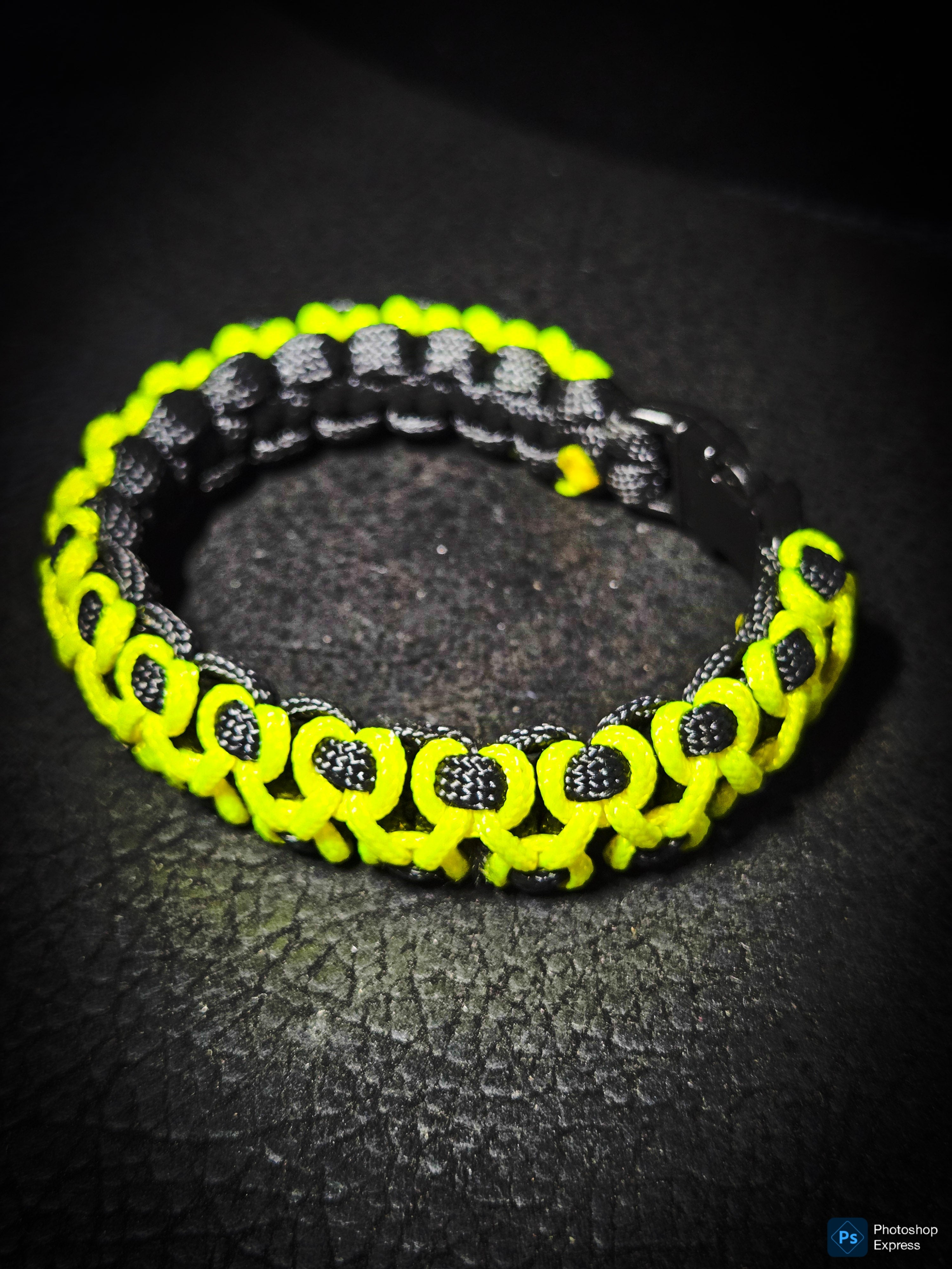 Handmade Neon Black Paracord Bracelet