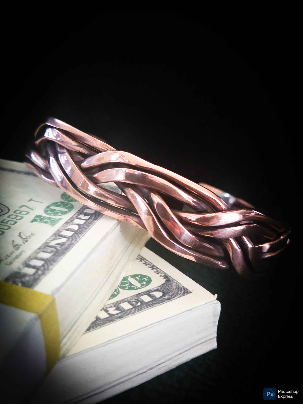Handmade Braided Copper Cuff Bracelet – Polished Adjustable Unisex Bracelet