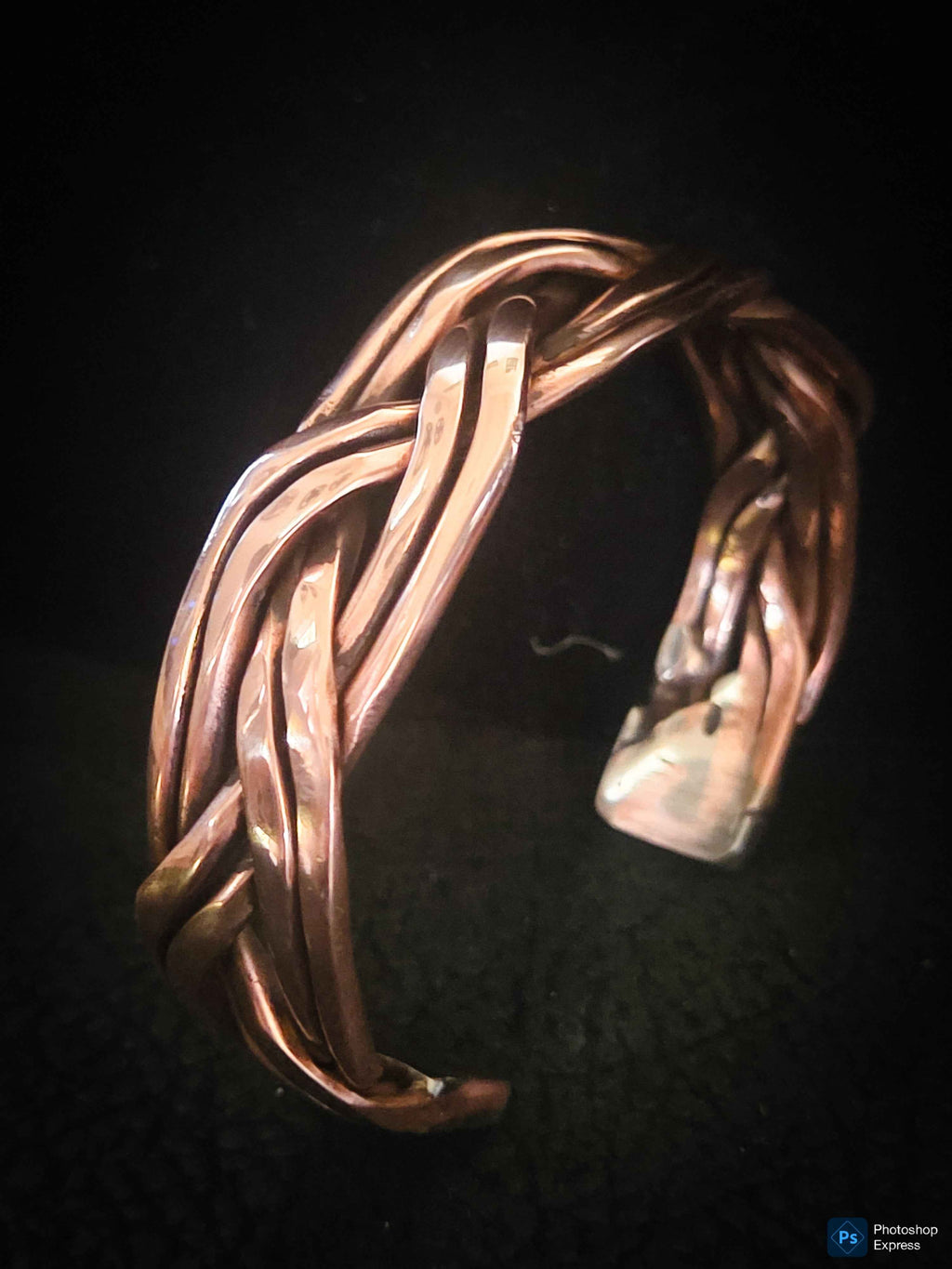 Handmade Braided Copper Cuff Bracelet – Polished Adjustable Unisex Bracelet