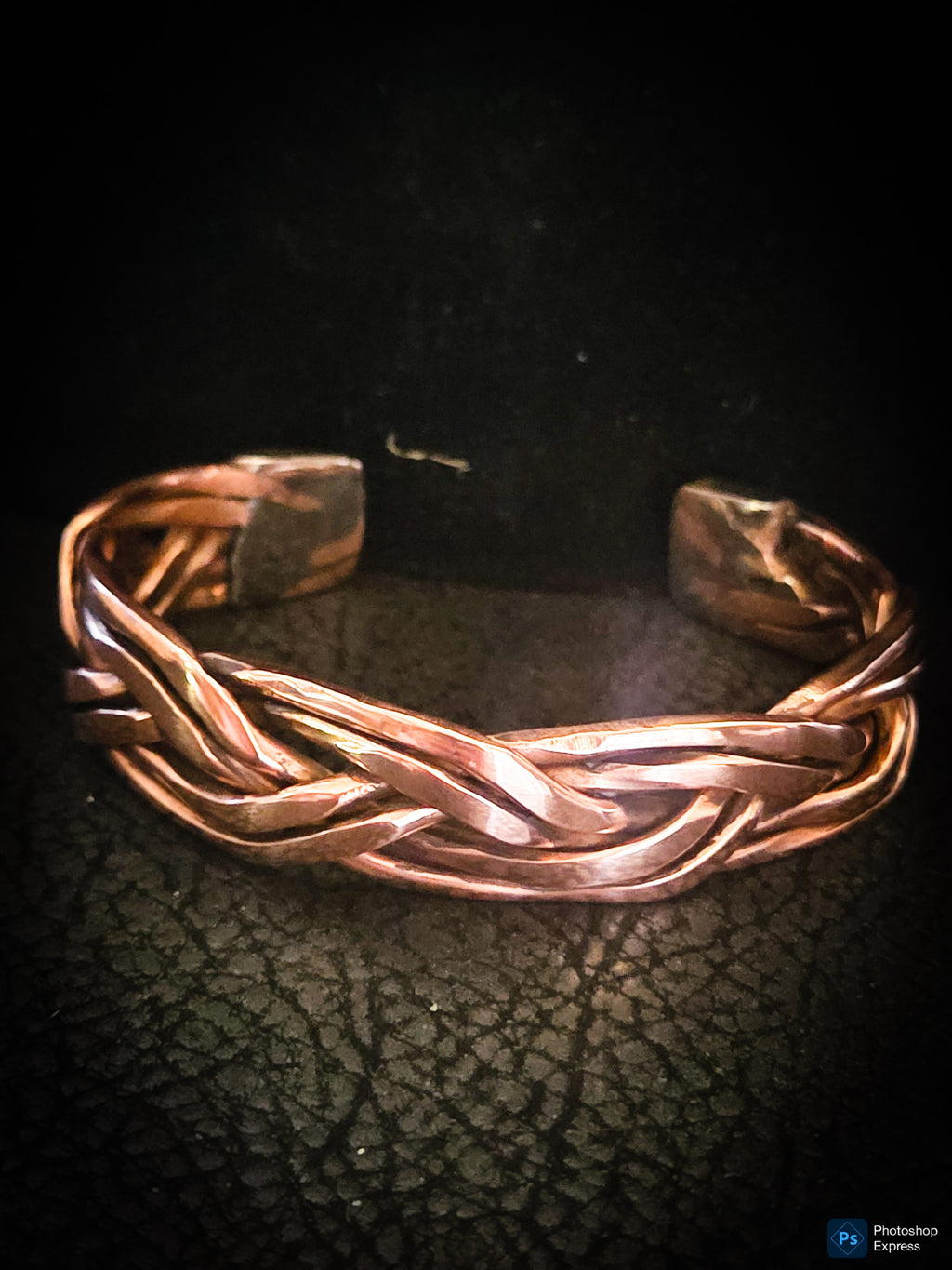 Handmade Braided Copper Cuff Bracelet – Polished Adjustable Unisex Bracelet