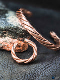 Twisted copper bracelet cuff and ring set