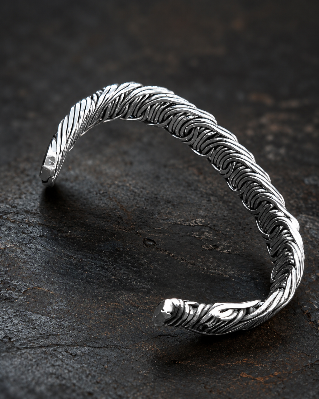 Handcrafted silver cuff bracelet