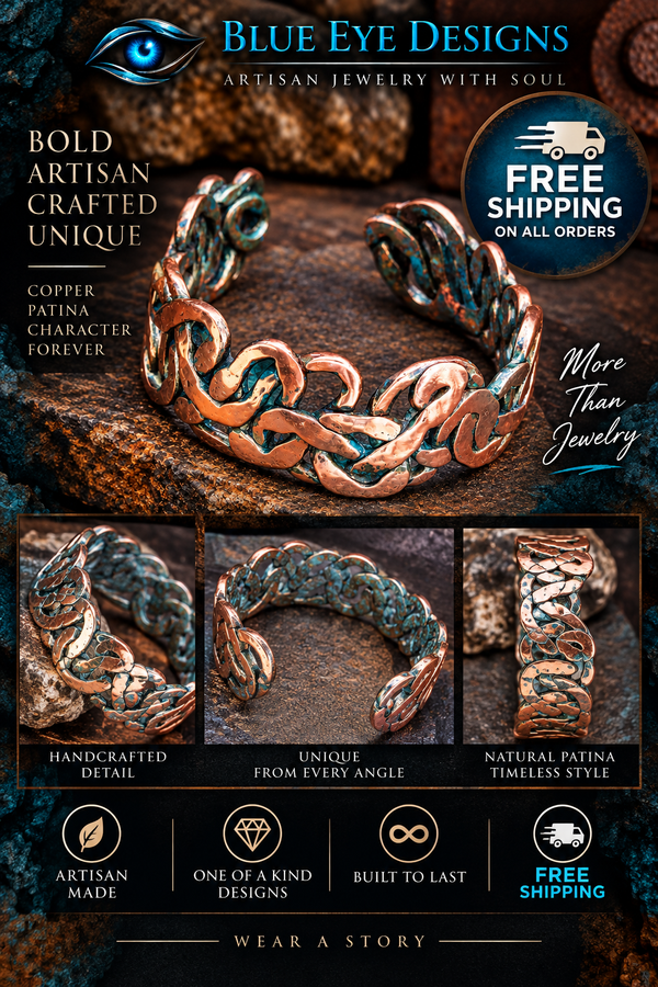 Copper Cuff Jewelry Made With Artistry. Designed Around You. Size Medium