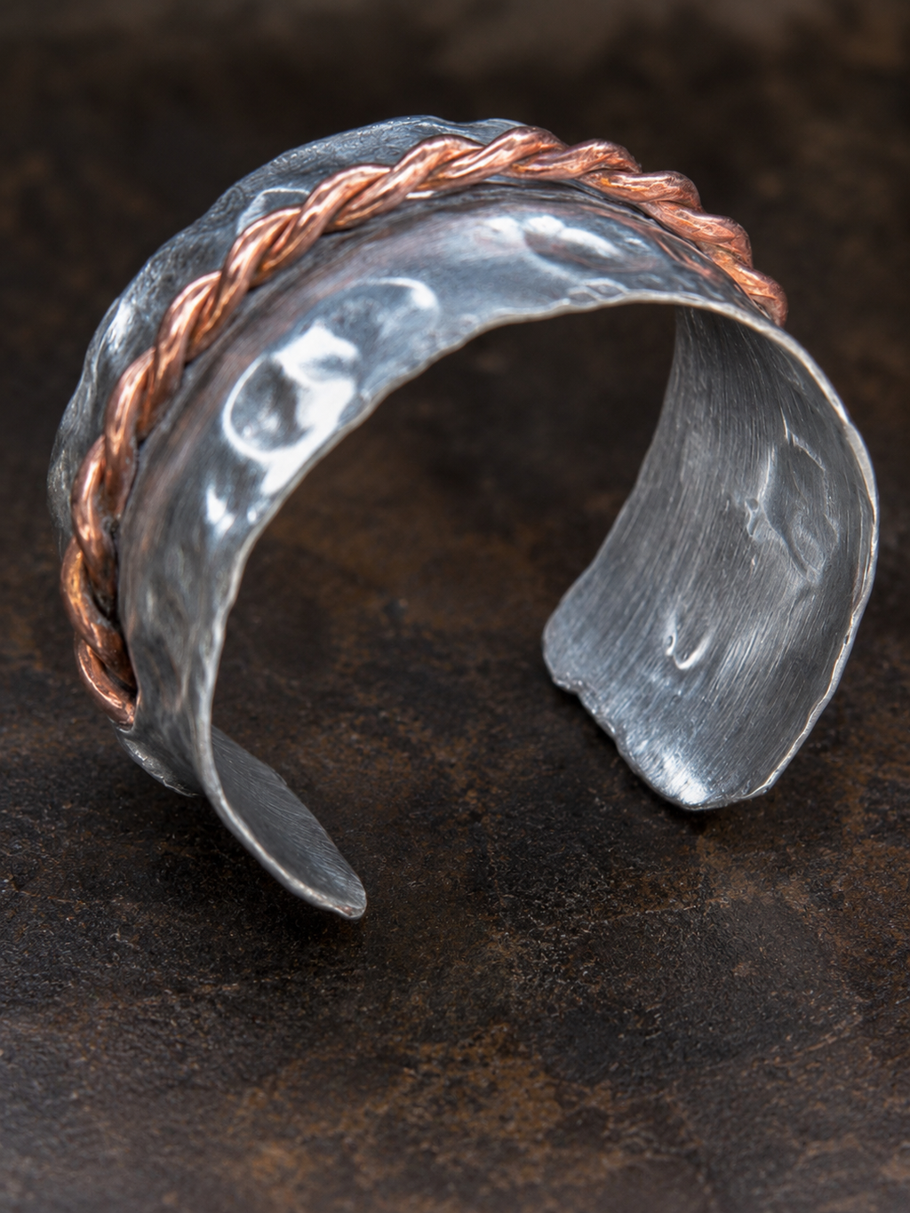 Handcrafted Hammered Aluminum and Copper Cuff Bracelet