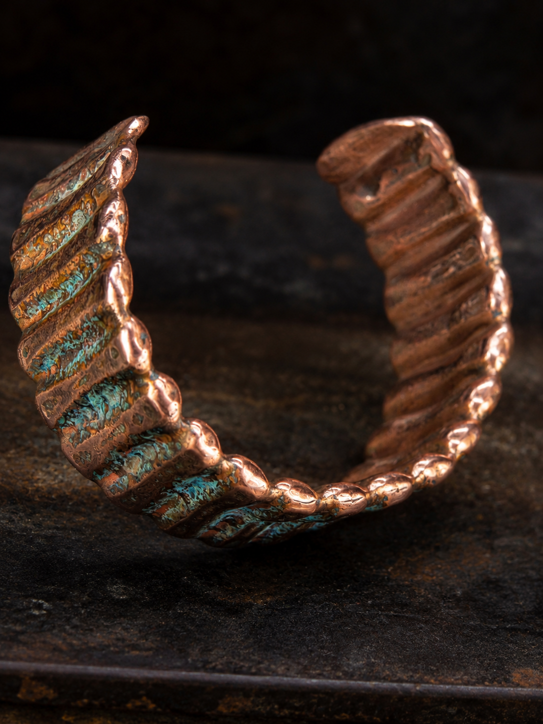 Handcrafted Copper Cuff Bracelet Rustic Patina Artisan Statement Jewelry