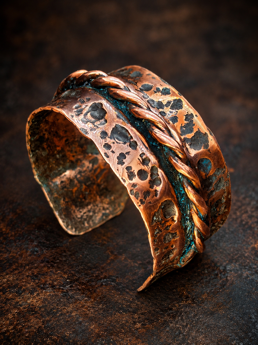 One-of-a- kind copper cuff bracelet by Blueye Design's