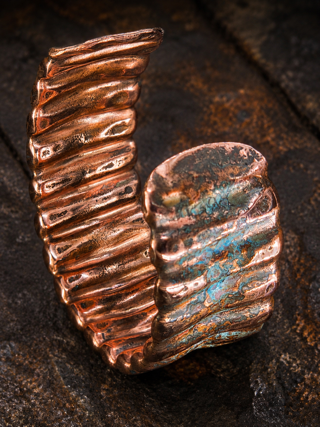 Handcrafted Copper Cuff Bracelet – Blue Patina | One-of-a-Kind by Blueye Designs