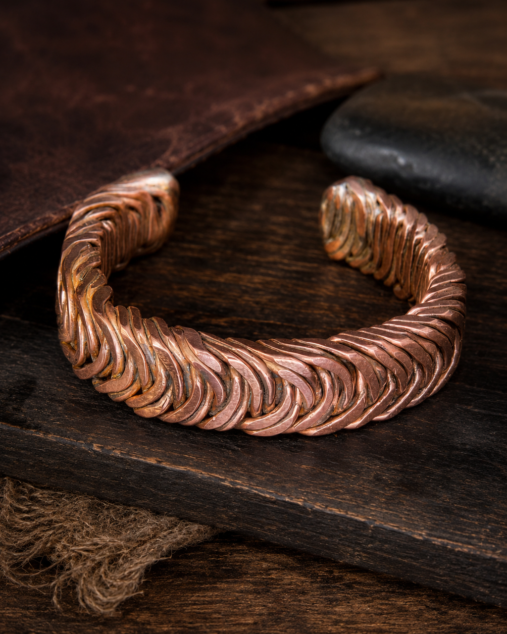 Handmade Woven Copper Cuff Bracelet – Artisan Statement Jewelry