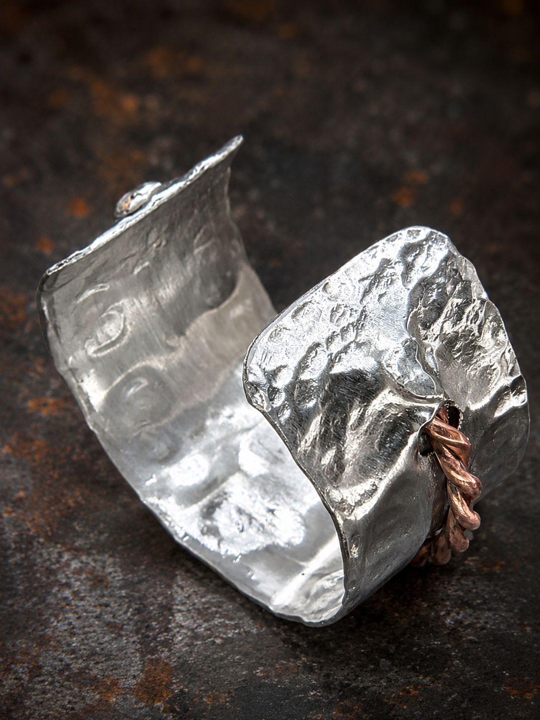 Handcrafted Hammered Aluminum and Copper Cuff Bracelet