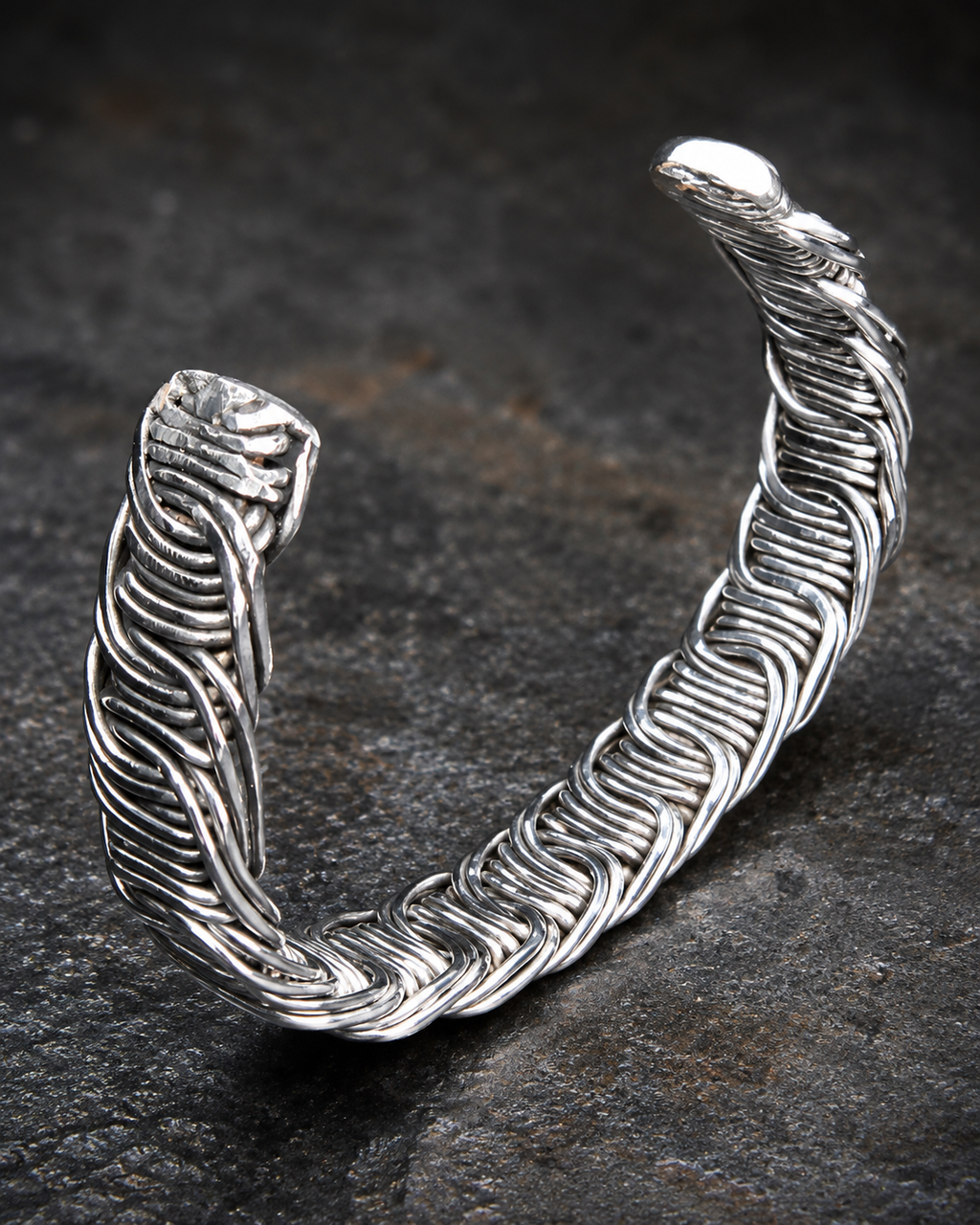 Handcrafted silver cuff bracelet