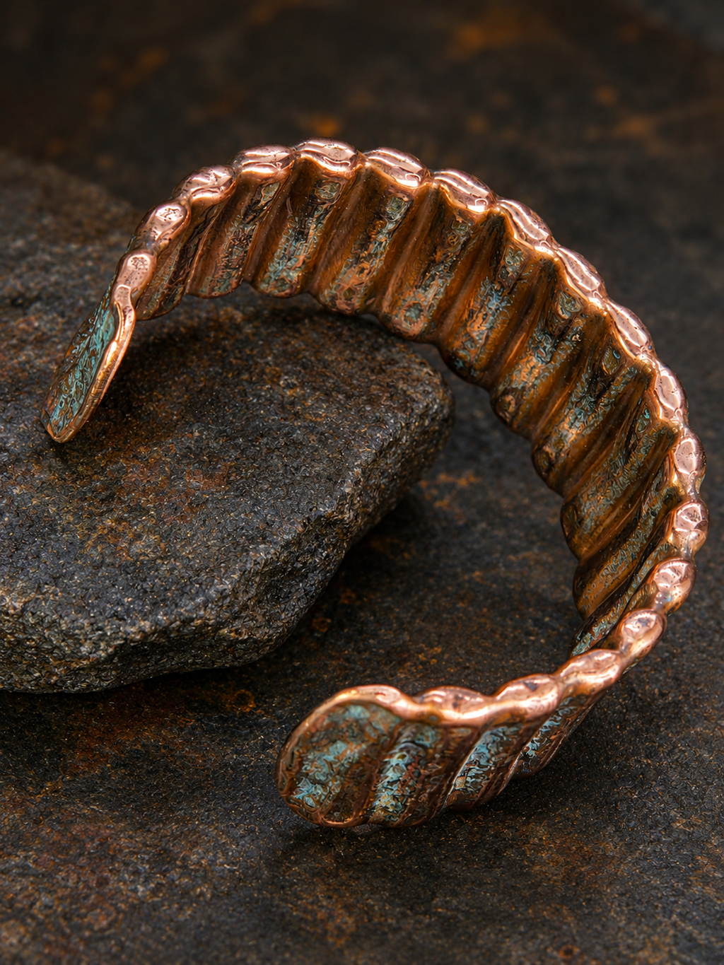 Handcrafted Copper Cuff Bracelet – Blue Patina | One-of-a-Kind by Blueye Designs
