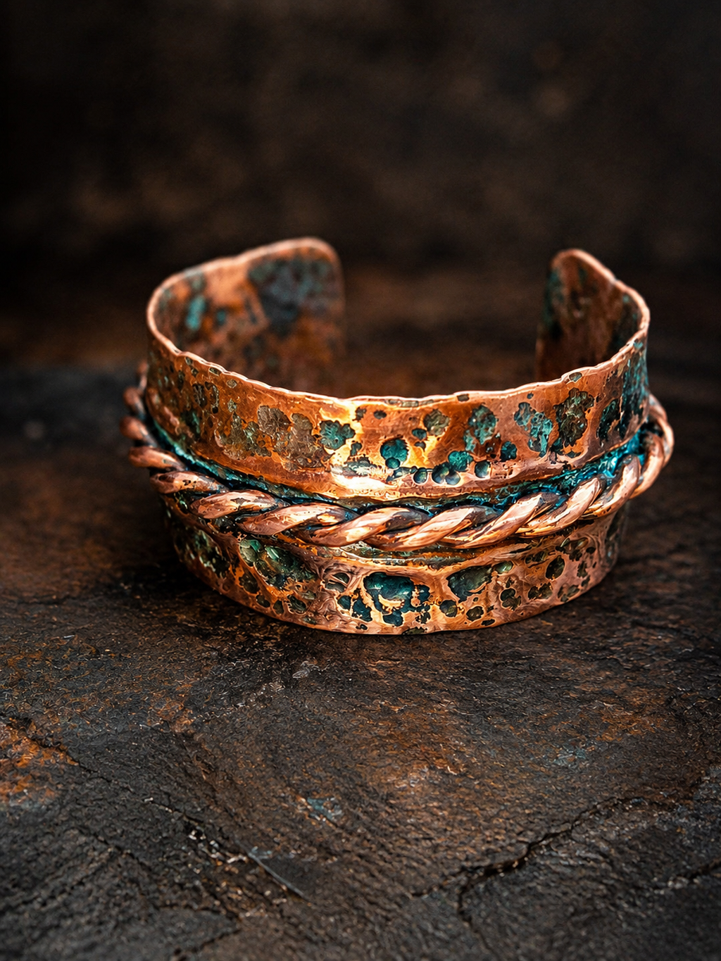One-of-a- kind copper cuff bracelet by Blueye Design's