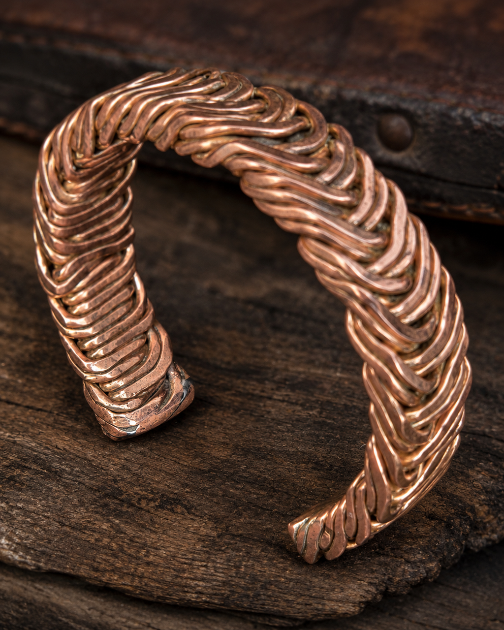 Handmade Woven Copper Cuff Bracelet – Artisan Statement Jewelry