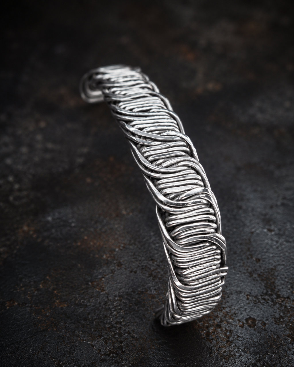 Handcrafted silver cuff bracelet