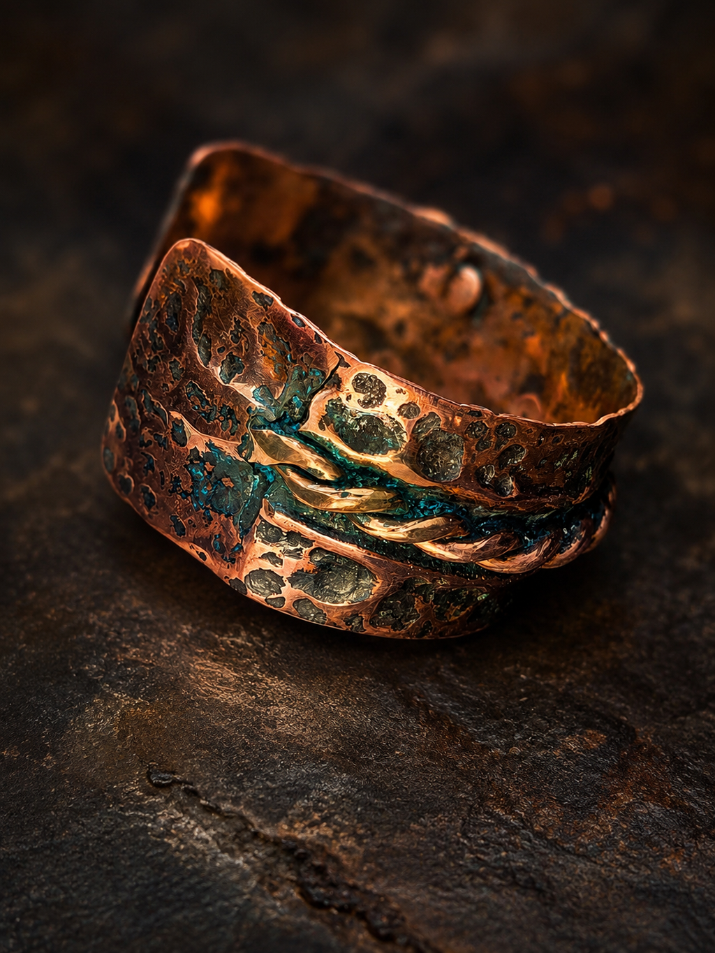 One-of-a- kind copper cuff bracelet by Blueye Design's