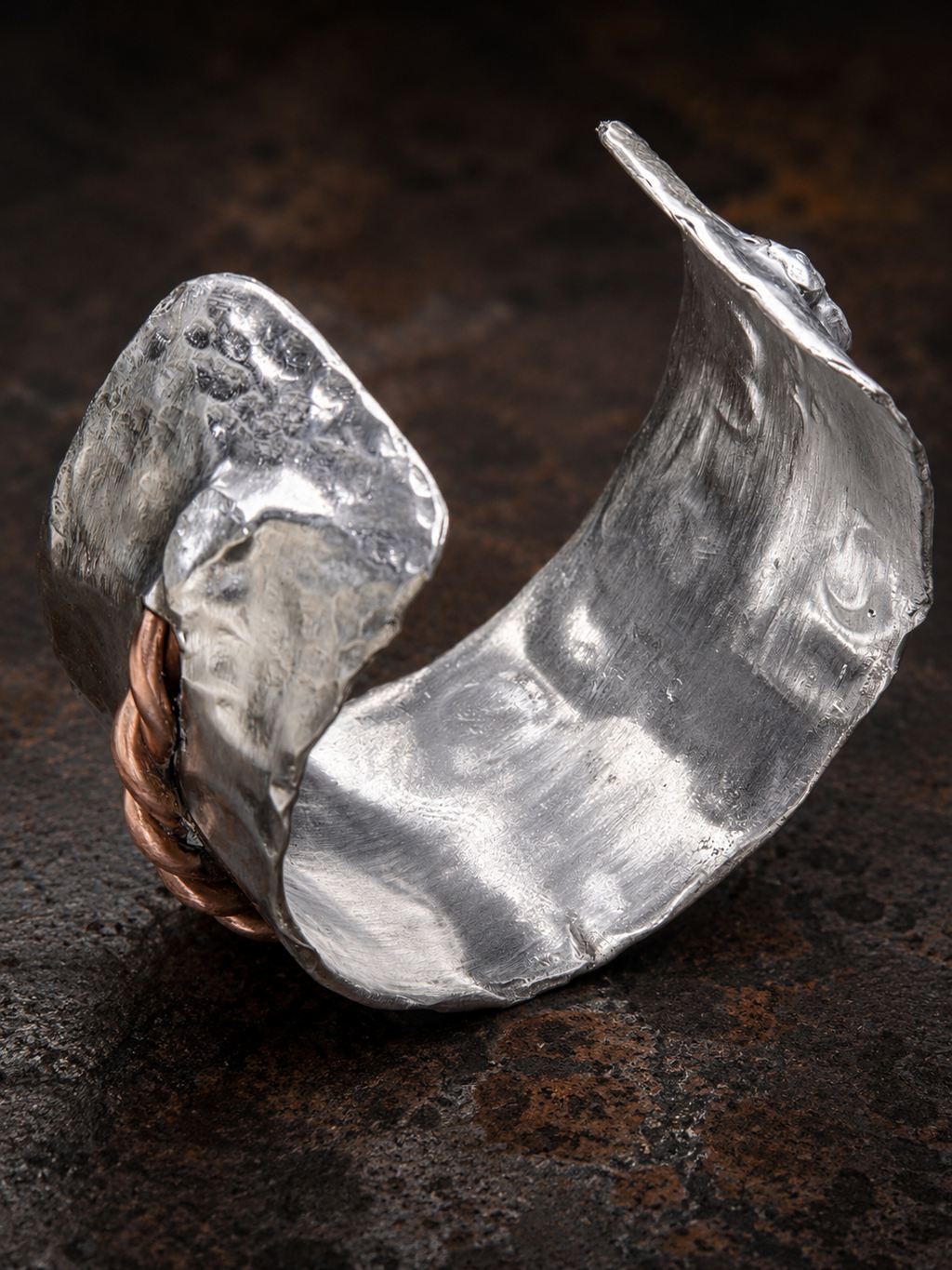 Handcrafted Hammered Aluminum and Copper Cuff Bracelet
