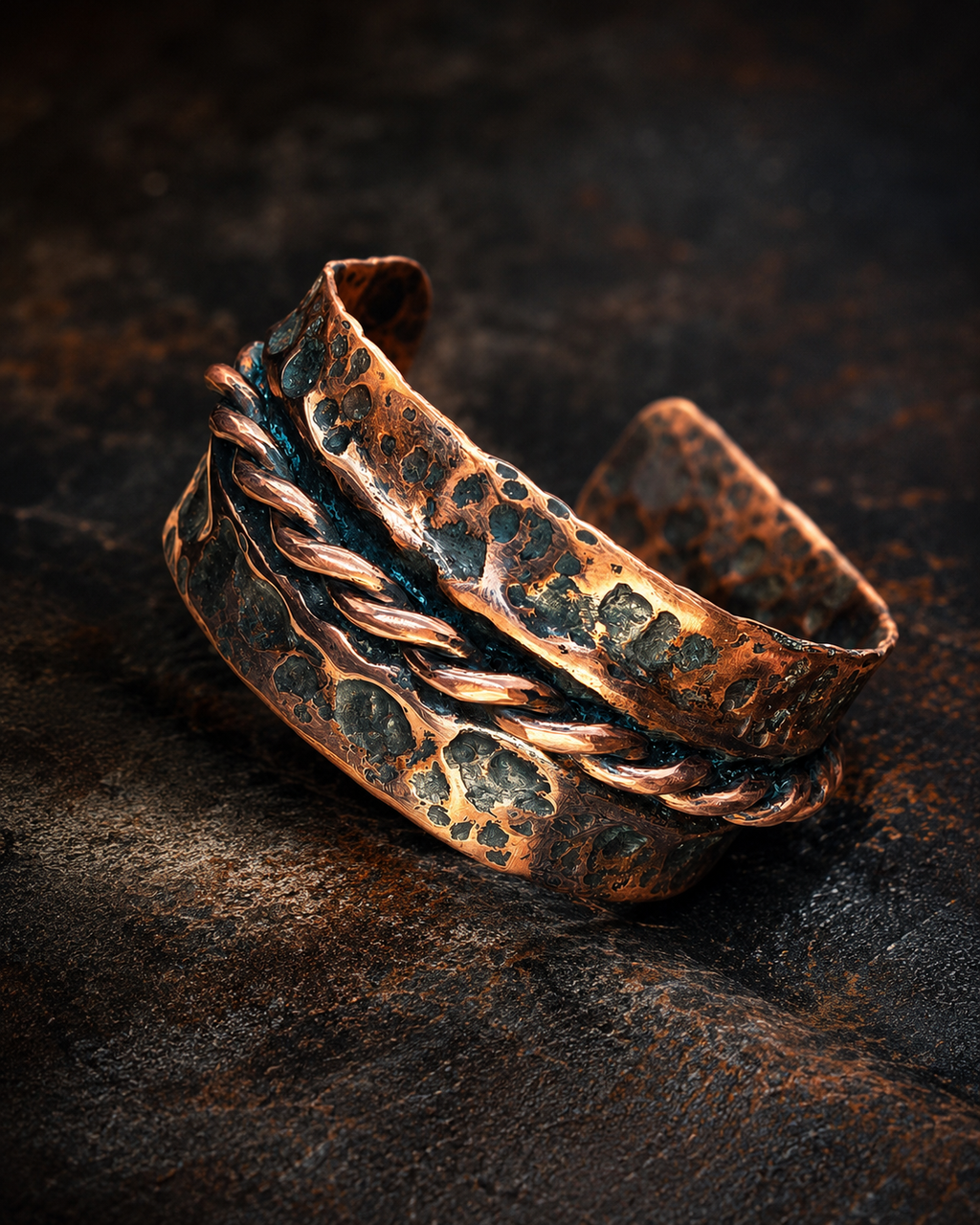 One-of-a- kind copper cuff bracelet by Blueye Design's