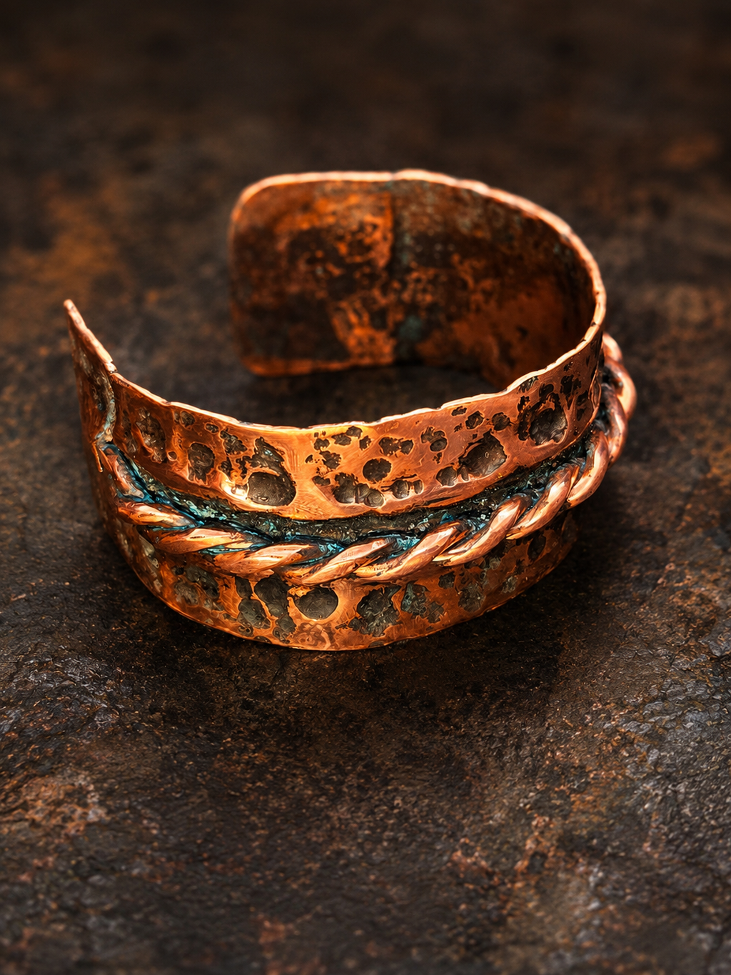 One-of-a- kind copper cuff bracelet by Blueye Design's