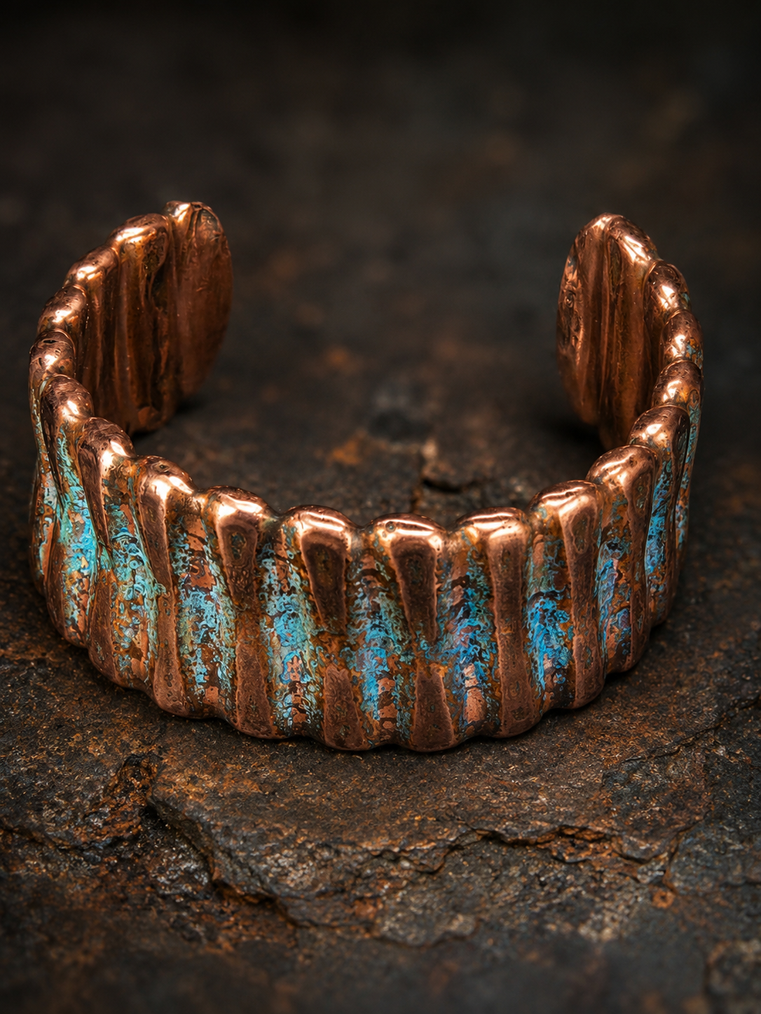 Handcrafted Copper Cuff Bracelet – Blue Patina | One-of-a-Kind by Blueye Designs
