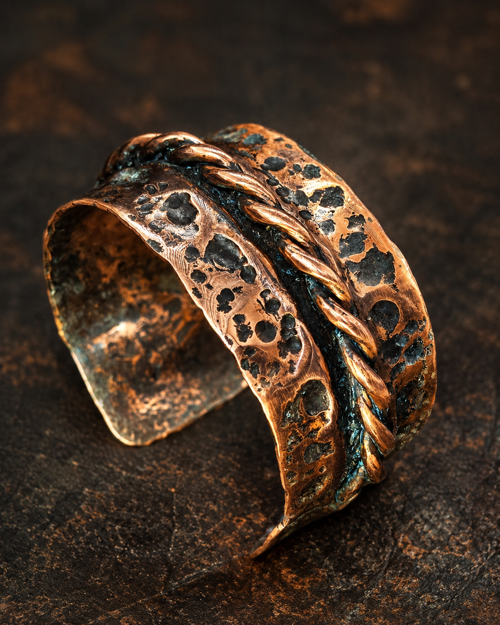 One-of-a- kind copper cuff bracelet by Blueye Design's