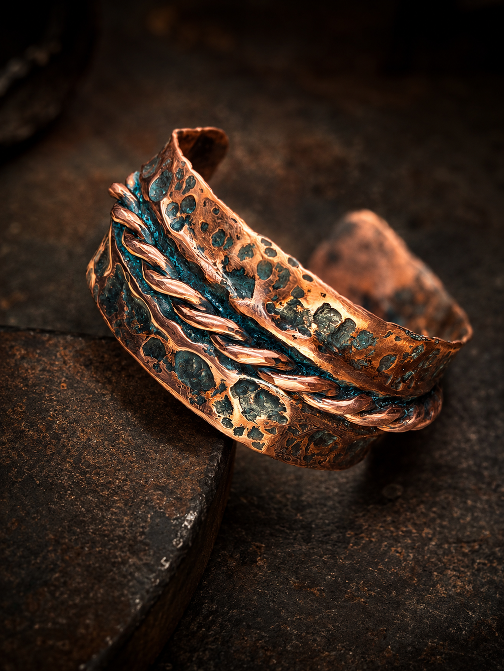 One-of-a- kind copper cuff bracelet by Blueye Design's